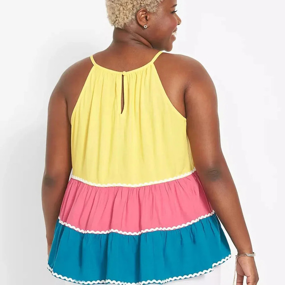 Lane Bryant Multi-Color Classic Halter-Neck Tiered Tank in Size 20 - Picture 8 of 11